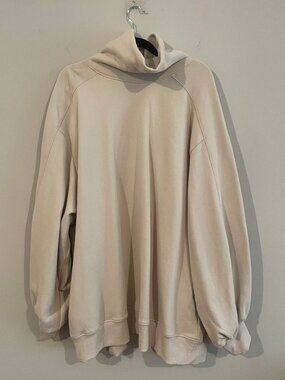 NAP Loungewear Boxy Medium Oversized Turtleneck Sweatshirt - Cream / Alabaster